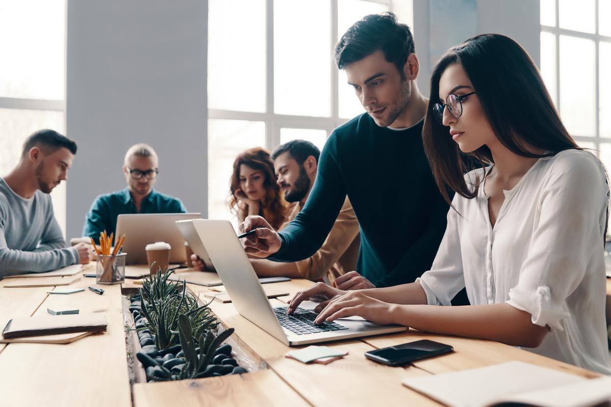Young business people in an office